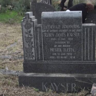 KAYSER Ruben James -1952 &amp; Hester Aletta 1902-1958