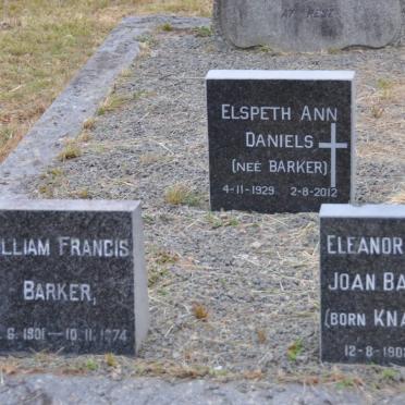 BARKER William Francis 1901-1974 &amp; Eleanor Katherine Joan KNAGGS 1902-1991 :: DANIELS Elspeth Ann nee BARKER 1929-2012    