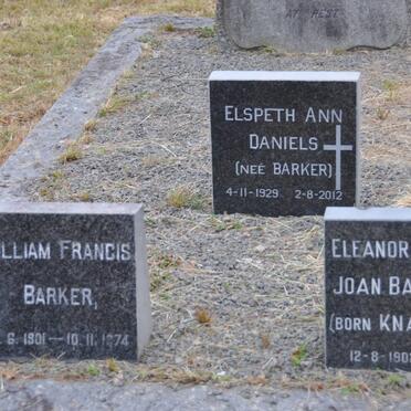 BARKER William Francis 1901-1974 &amp; Eleanor Katherine Joan KNAGGS 1902-1991 :: DANIELS Elspeth Ann nee BARKER 1929-2012    