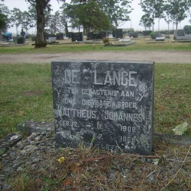 LANGE Mattheus Johannes, de 1908-1968