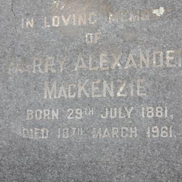 MacKENZIE Harry Alexander 1881-1961