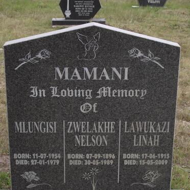MAMANI Zwelakhe Nelson 1896-1989 &amp; Lawukazi Linah 1915-2009 :: MAMANI Mlungisi 1954-1979
