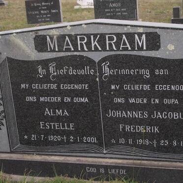 MARKRAM Johannes Jacobus Frederik 1918-1993 &amp; Alma Estelle 1920-2001
