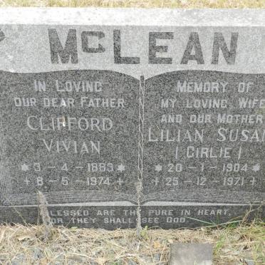 McLEAN Clifford Vivian 1883-1974 &amp; Lilian Susan 1904-1971