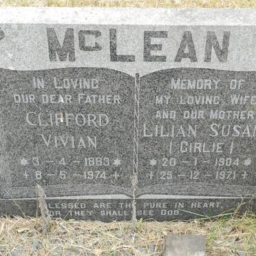 McLEAN Clifford Vivian 1883-1974 &amp; Lilian Susan 1904-1971