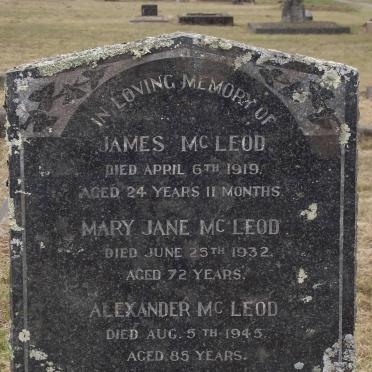 McLEOD James -1919 :: McLEOD Mary Jane -1932 :: McLEOD Alexander -1945