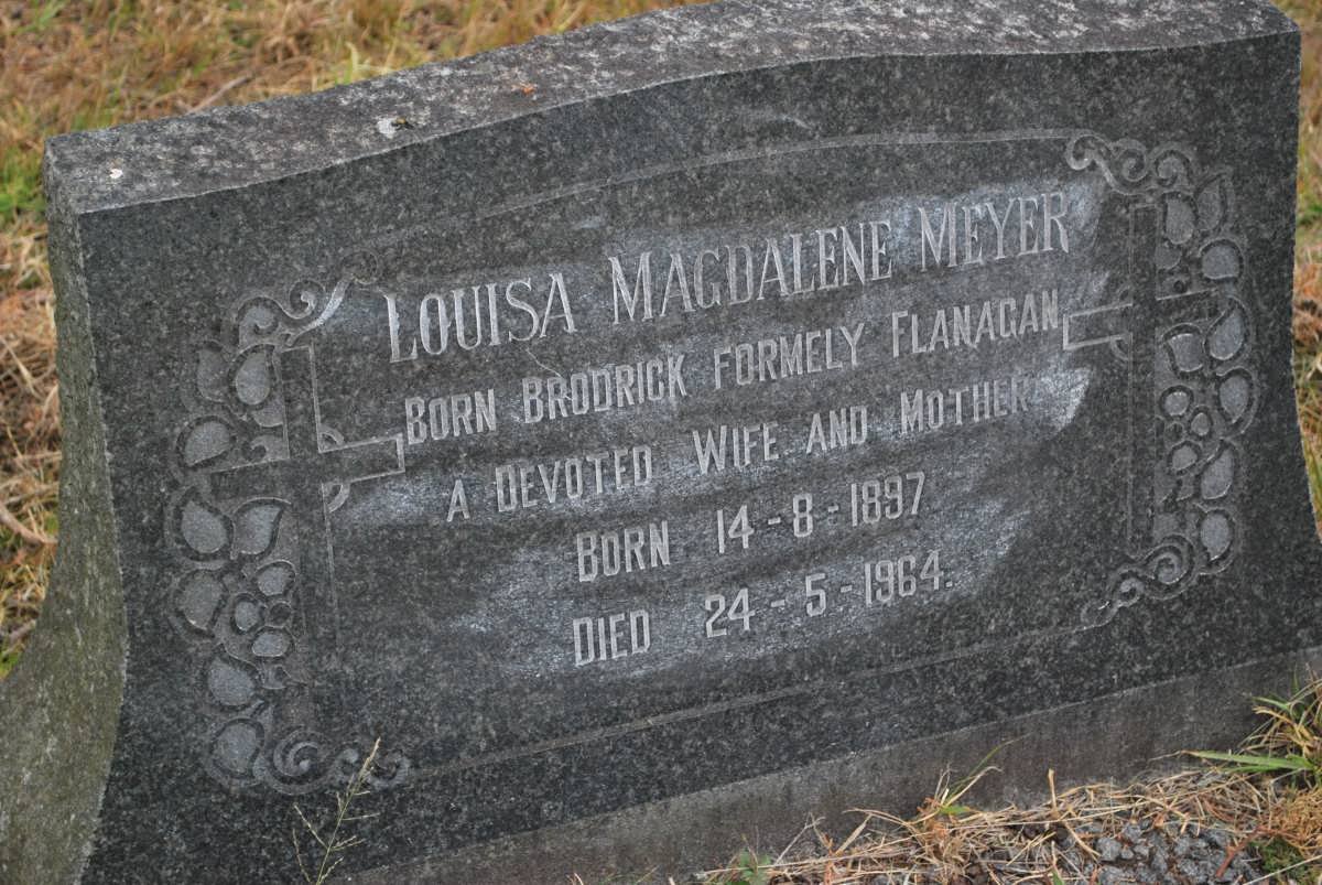 MEYER Louisa Magdalene formerly FLANAGAN nee BRODRICK 1897-1964