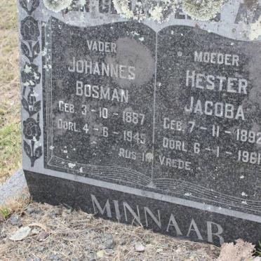 MINNAAR Johannes Bosman 1887-1945 &amp; Hester Jacoba 1892-1961