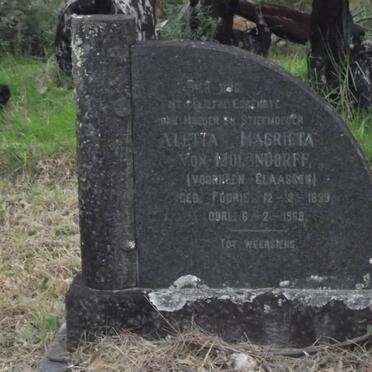 MOLENDORFF Aletta Magrieta, von voorheen CLAASSEN nee FOURIE 1899-1958