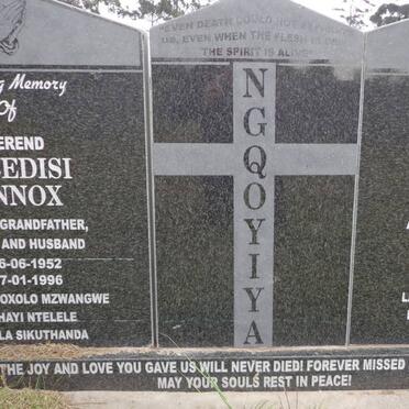 NGQOYIYA Mncedisi Lennox 1952-1996 &amp; Nobuntu Yoliswa Priscilla 1957-1996