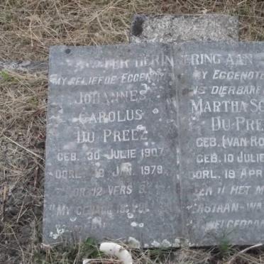 PREEZ Johannes Carolus, du 1907-1979 &amp; Martha Sophia VAN ROOYEN 1911-1959