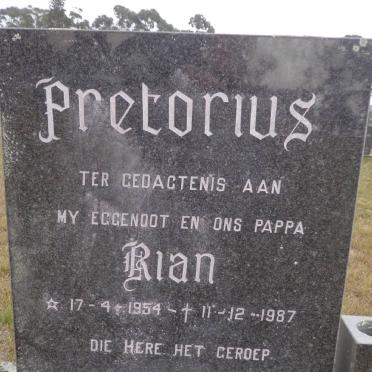 PRETORIUS Rian 1954-1987