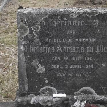PLESSIS Christina Adriana, du 1921-1944
