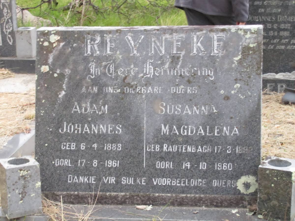 REYNEKE Adam Johannes 1888-1961 &amp; Susanna Magdalena RAUTENBACH 1892-1960