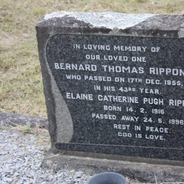 RIPPON Bernard Thomas -1955 &amp; Elaine Catherine Pugh 1916-1996