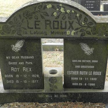 ROUX Roy Rex, le 1928-1977 &amp; Esther Ruth 1930-1998