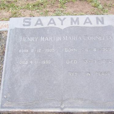 SAAYMAN Henry Martin 1905-1990 &amp; Maria Cornelia 1909-1972
