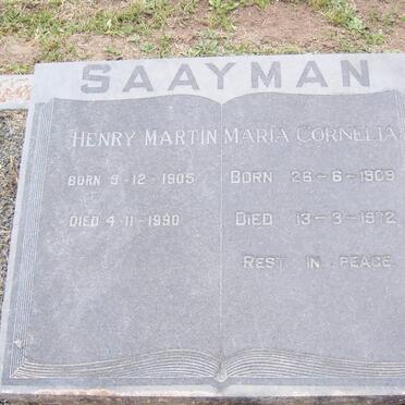 SAAYMAN Henry Martin 1905-1990 &amp; Maria Cornelia 1909-1972