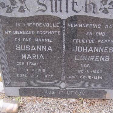SMITH Johannes Lourens 1902-1994 &amp; Susanna Maria SMIT 1912-1977
