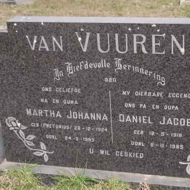 VUUREN Daniel Jacobus, van 1918-1985 &amp; Martha Johanna PRETORIUS 1924-1993