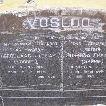 VOSLOO Herculaas Tobias 1914-1973 &amp;  Susanna Fransina MITTON 1918-1990