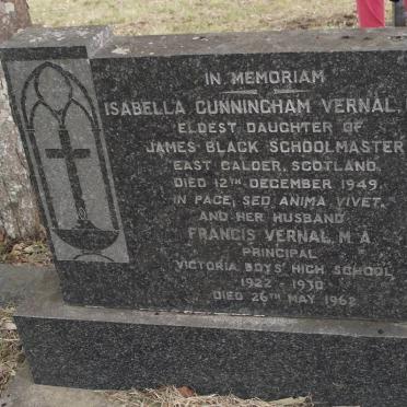 VERNAL Francis -1962 &amp; Isabella Cunningham -1949
