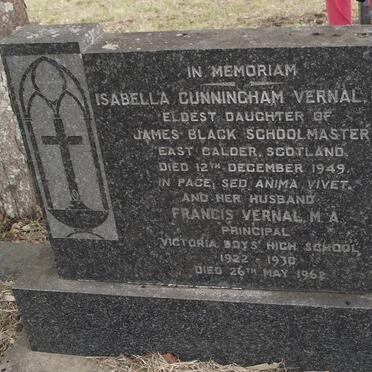 VERNAL Francis -1962 &amp; Isabella Cunningham -1949