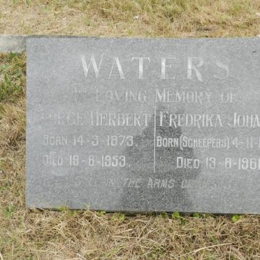 WATERS George Herbert 1873-1953 &amp; Fredrika Johanna SCHEEPERS 1882-1961
