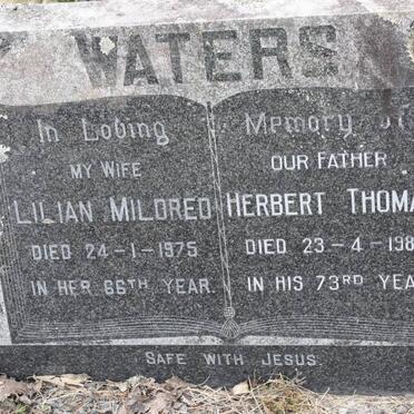 WATERS Herbert Thomas -1980 &amp; Lilian Mildred -1975