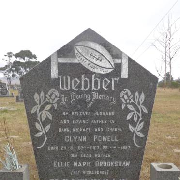 WEBBER Glynn Powell 1924-1987 &amp; Ellie Marie Brookshaw nee RICHARDSON 1926-2011