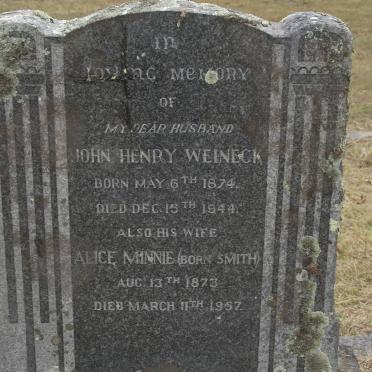 WEINECK John Henry 1874-1944 &amp; Alice Minnie SMITH 1873-1957