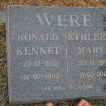 WERE Ronald Kennet 1898-1992 &amp; Ethleen Mary 1910-2004