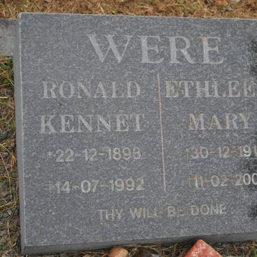 WERE Ronald Kennet 1898-1992 &amp; Ethleen Mary 1910-2004