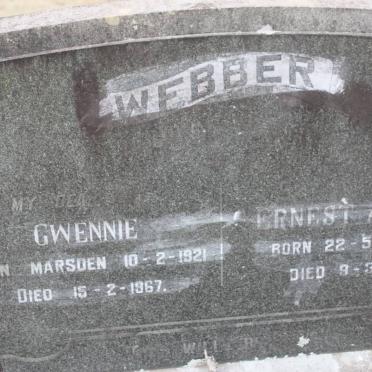 WEBBER Ernest Allan 1917-1988 &amp; Gwennie MARSDEN 1921-1967