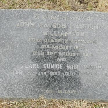 WILLIAMSON John Watson Macdonnell 1879-1954 &amp; Pearl Euniuce 1882-1965