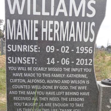 WILLIAMS Manie Hermanus 1956-2012