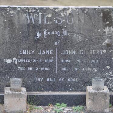 WILSON John Gilbert 1903-1985 &amp; Emily Jane STAPLES 1902-1998