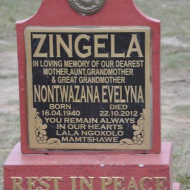 ZINGELA Nontwazana Evelyna 1940-2012
