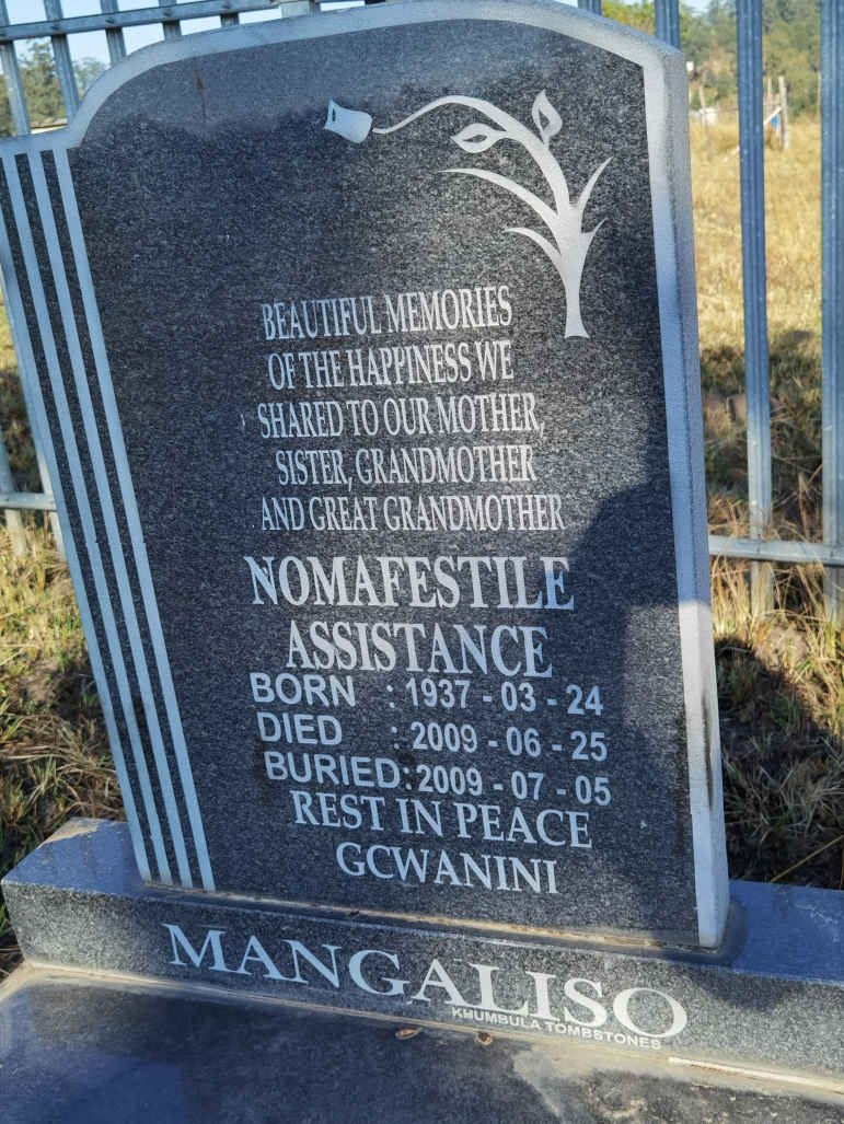 MANGALISO Nomafestile Assistance 1937-2009