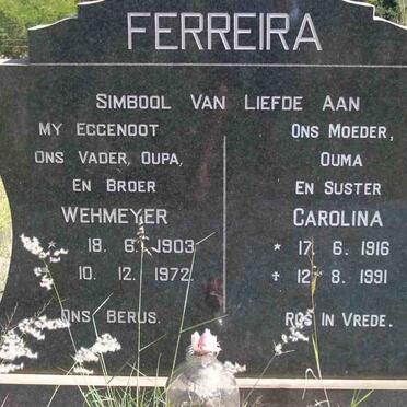 FERREIRA Wehmeyer 1903-1972 &amp; Carolina 1916-1991