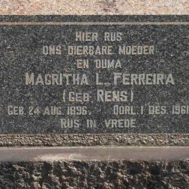 FERREIRA Magritha L. nee RENS 1896-1961