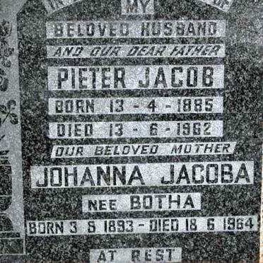 WAIT Pieter Jacob 1885-1962 &amp; Johanna Jacoba BOTHA 1893-1984