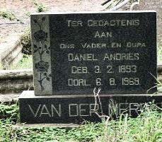MERWE Daniel Andries, van der 1893-1969