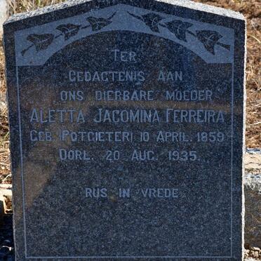 FERREIRA Aletta Jacomina nee POTGIETER 1859-1935