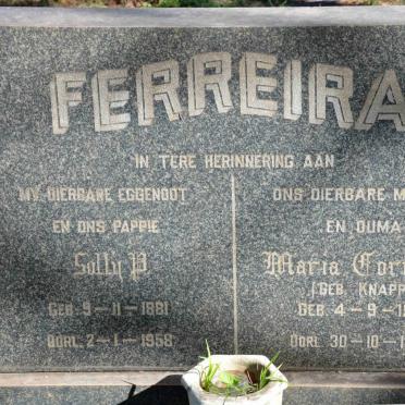 FERREIRA Solly P. 1881-1958 &amp; Maria Cornelia KNAPP 1910-1982