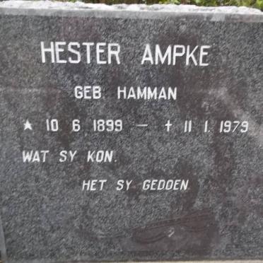 WILLIAMS Hester Ampke nee HAMMAN 1899-1979