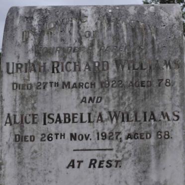 WILLIAMS Uriah Richard -1922 &amp; Alice Isabella -1927