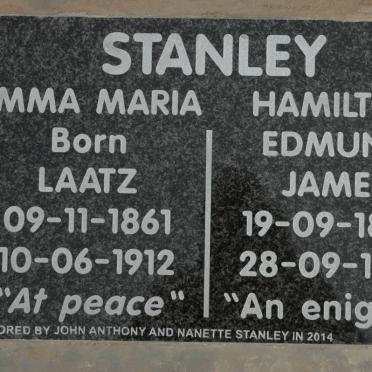 STANLEY Hamilton Edmund James 1849-1929 &amp; Emma Maria LAATZ 1861-1912