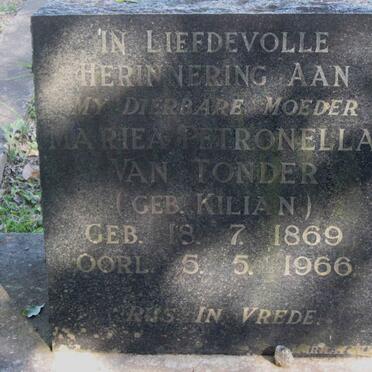 TONDER Mariea Petronella, van nee KILIAN 1869-1966