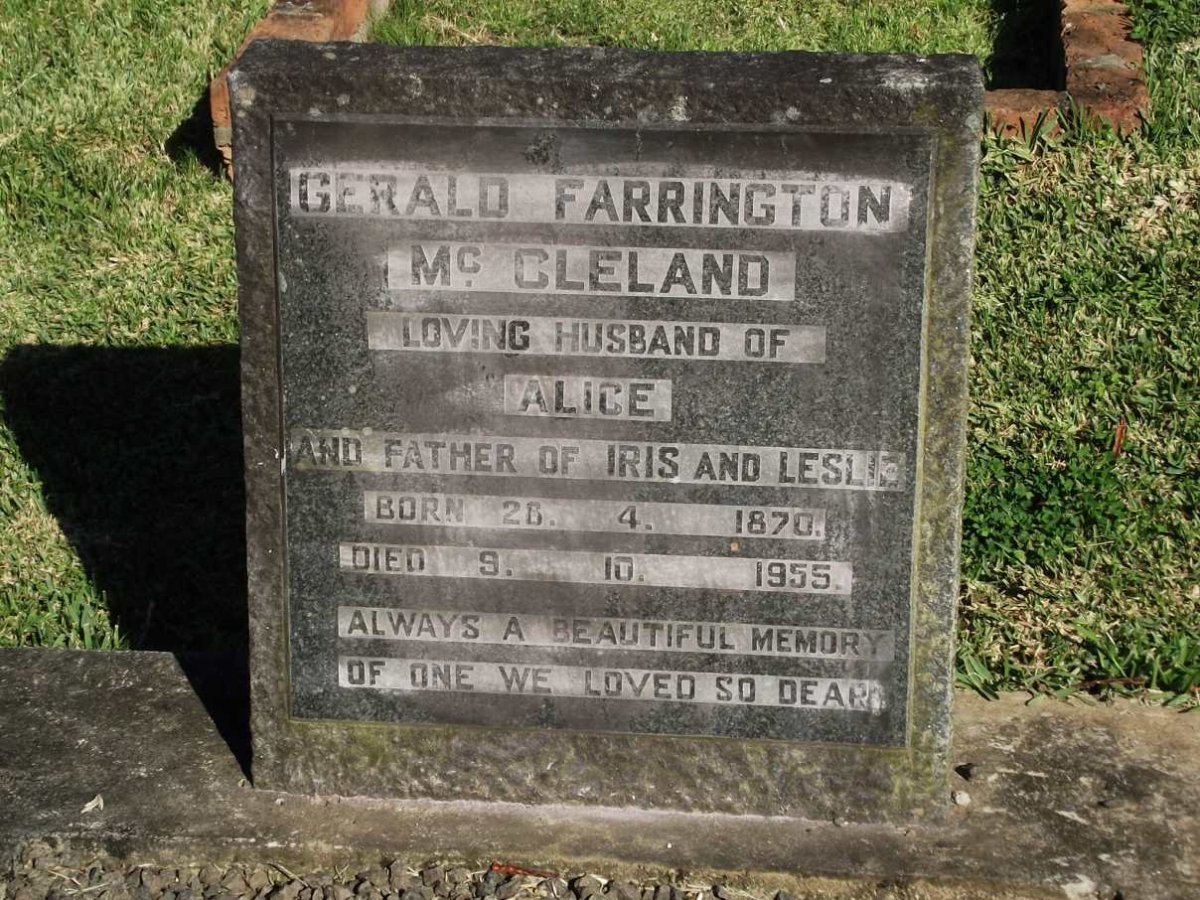 MC CLELAND Gerald Farrington 1870-1955